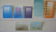 Tri-hue watercolor class, week 6: gradation critique; surfaces