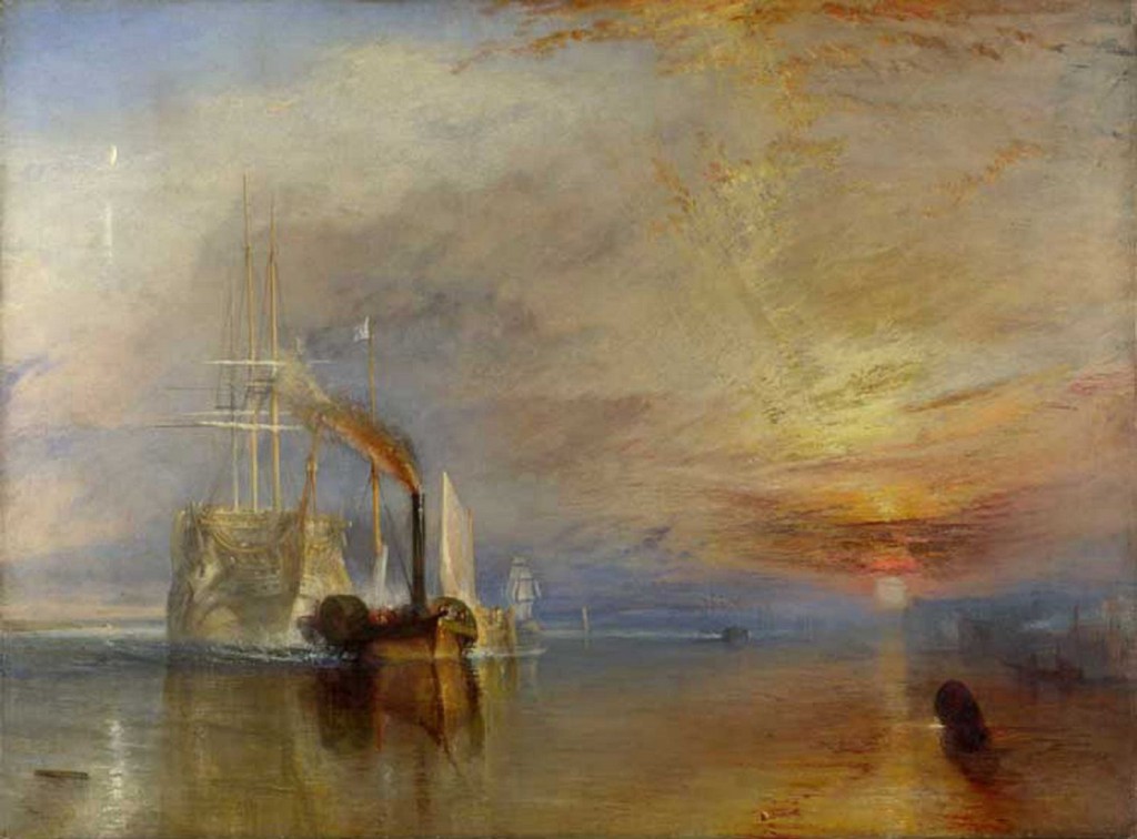 The Fighting "Temeraire" tugged to her last berth to be broken up.1838 Oil on canvas, 91 x 122 cm; National Gallery, London