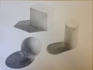 Pencil rendering of geometric forms (5)